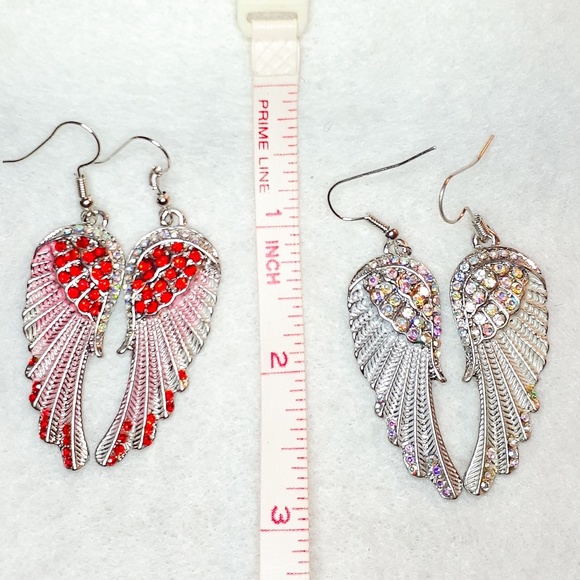 🎀Beautiful Rhinestone Feather/Angle Wing Earings - Picture 6 of 8